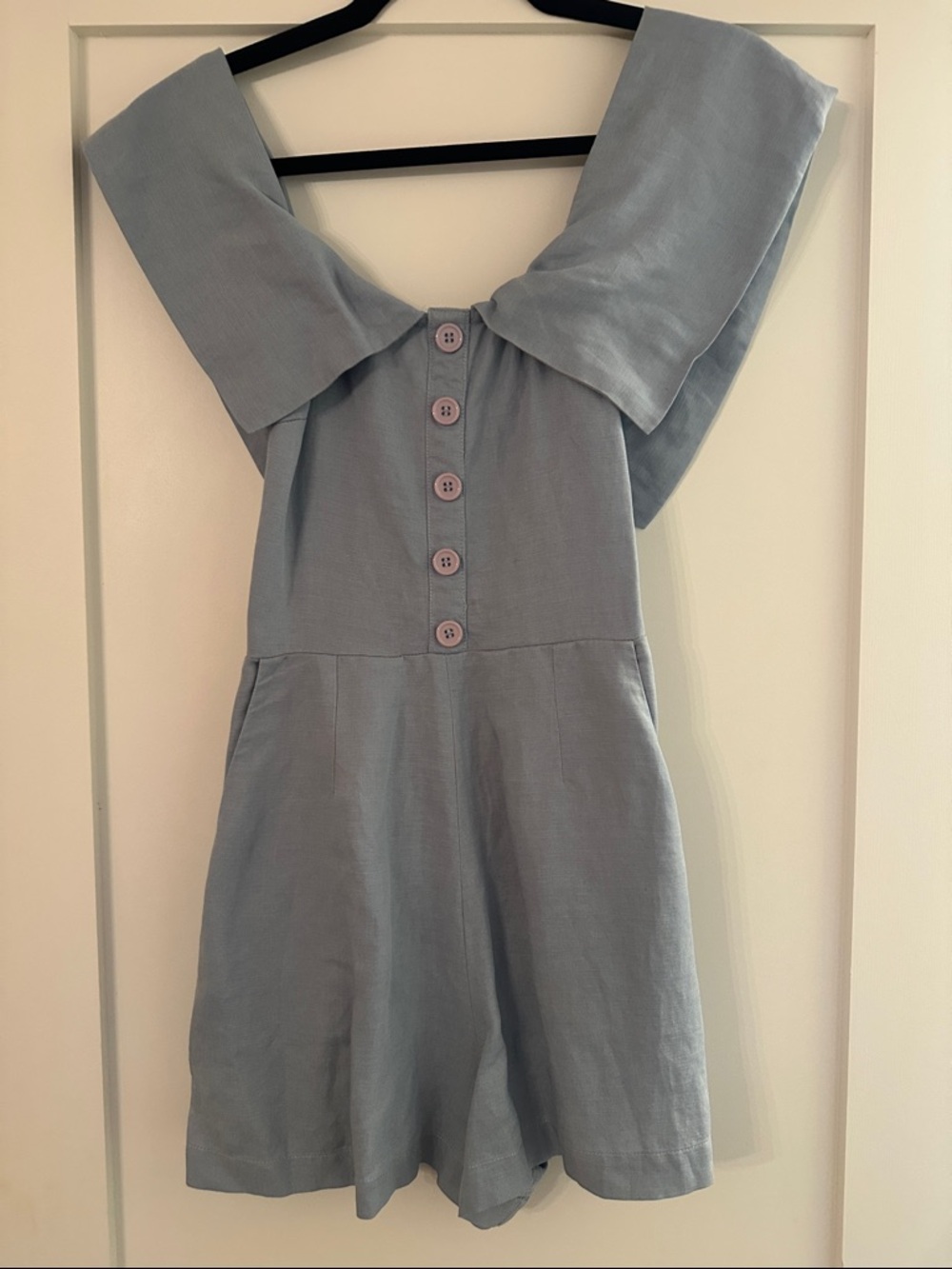Reformation Light Blue Linen Romper